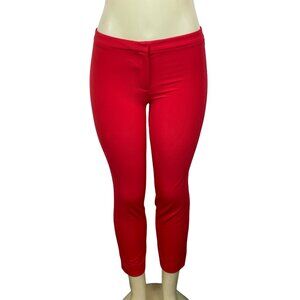 Theory Women's Vibrant Red Skinny Flexible Croped Ankle Pants Sz 0